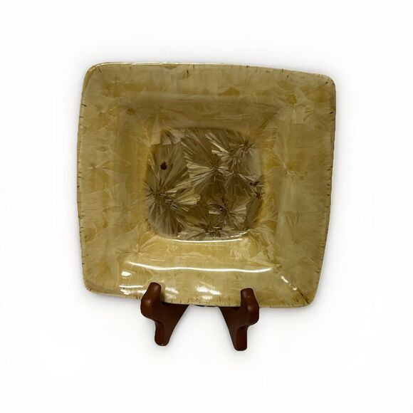 Beautiful Ivory Seagrove NC Studio Art Pottery Crystalline Square Dish 6.5” - Picture 1 of 10